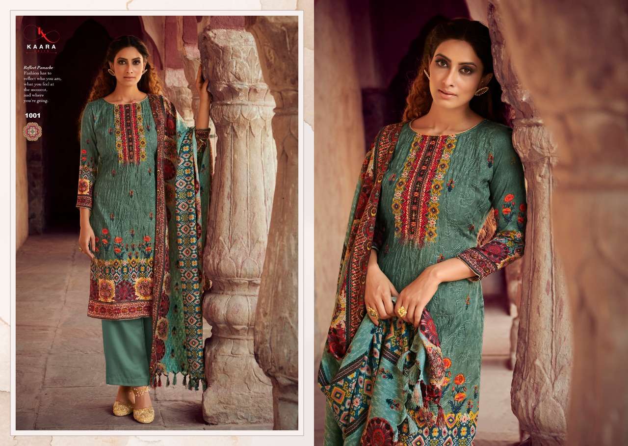 RANGREZ BY KAARA SUITS 1001 TO 1008 SERIES BEAUTIFUL STYLISH SUITS FANCY COLORFUL CASUAL WEAR & ETHNIC WEAR & READY TO WEAR PASHMINA PRINTED WITH EMBROIDERY DRESSES AT WHOLESALE PRICE