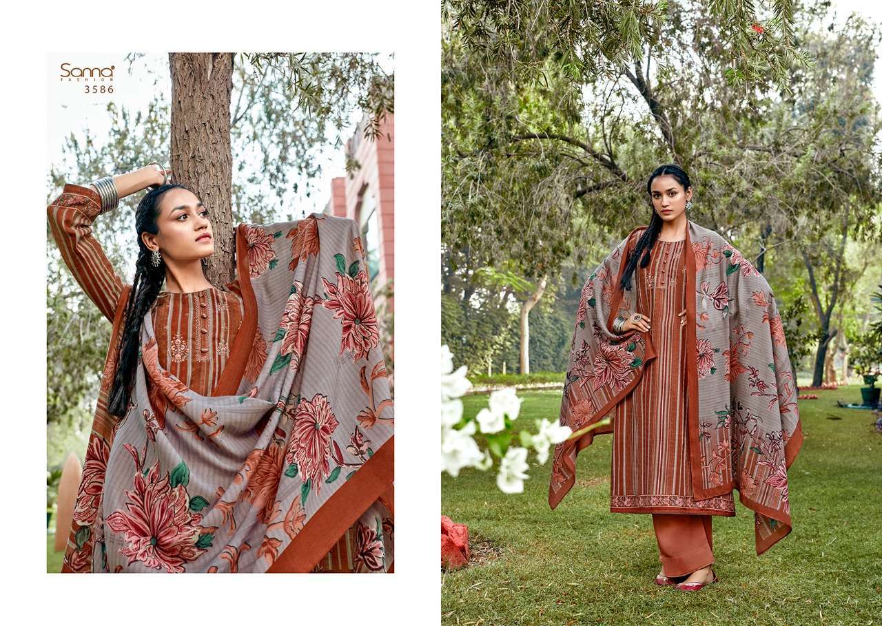 RUMANA BY SANNA FASHION 3586 TO 3595 SERIES BEAUTIFUL STYLISH SUITS FANCY COLORFUL CASUAL WEAR & ETHNIC WEAR & READY TO WEAR PURE PASHMINA DIGITAL PRINTED DRESSES AT WHOLESALE PRICE