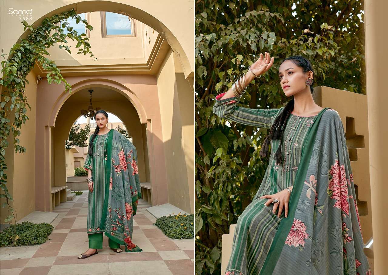 RUMANA BY SANNA FASHION 3586 TO 3595 SERIES BEAUTIFUL STYLISH SUITS FANCY COLORFUL CASUAL WEAR & ETHNIC WEAR & READY TO WEAR PURE PASHMINA DIGITAL PRINTED DRESSES AT WHOLESALE PRICE