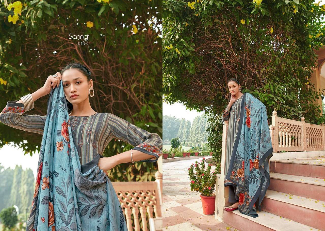 RUMANA BY SANNA FASHION 3586 TO 3595 SERIES BEAUTIFUL STYLISH SUITS FANCY COLORFUL CASUAL WEAR & ETHNIC WEAR & READY TO WEAR PURE PASHMINA DIGITAL PRINTED DRESSES AT WHOLESALE PRICE