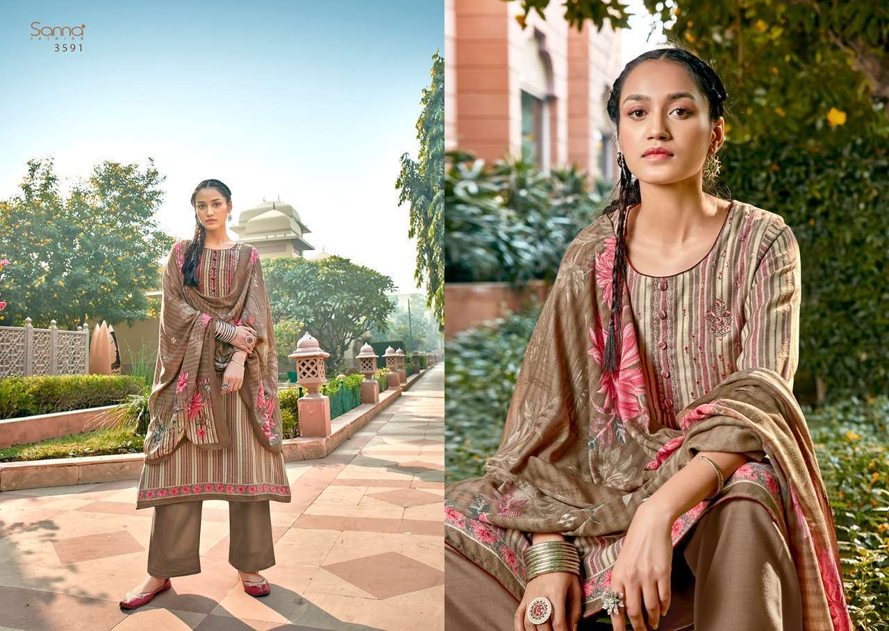 RUMANA BY SANNA FASHION 3586 TO 3595 SERIES BEAUTIFUL STYLISH SUITS FANCY COLORFUL CASUAL WEAR & ETHNIC WEAR & READY TO WEAR PURE PASHMINA DIGITAL PRINTED DRESSES AT WHOLESALE PRICE