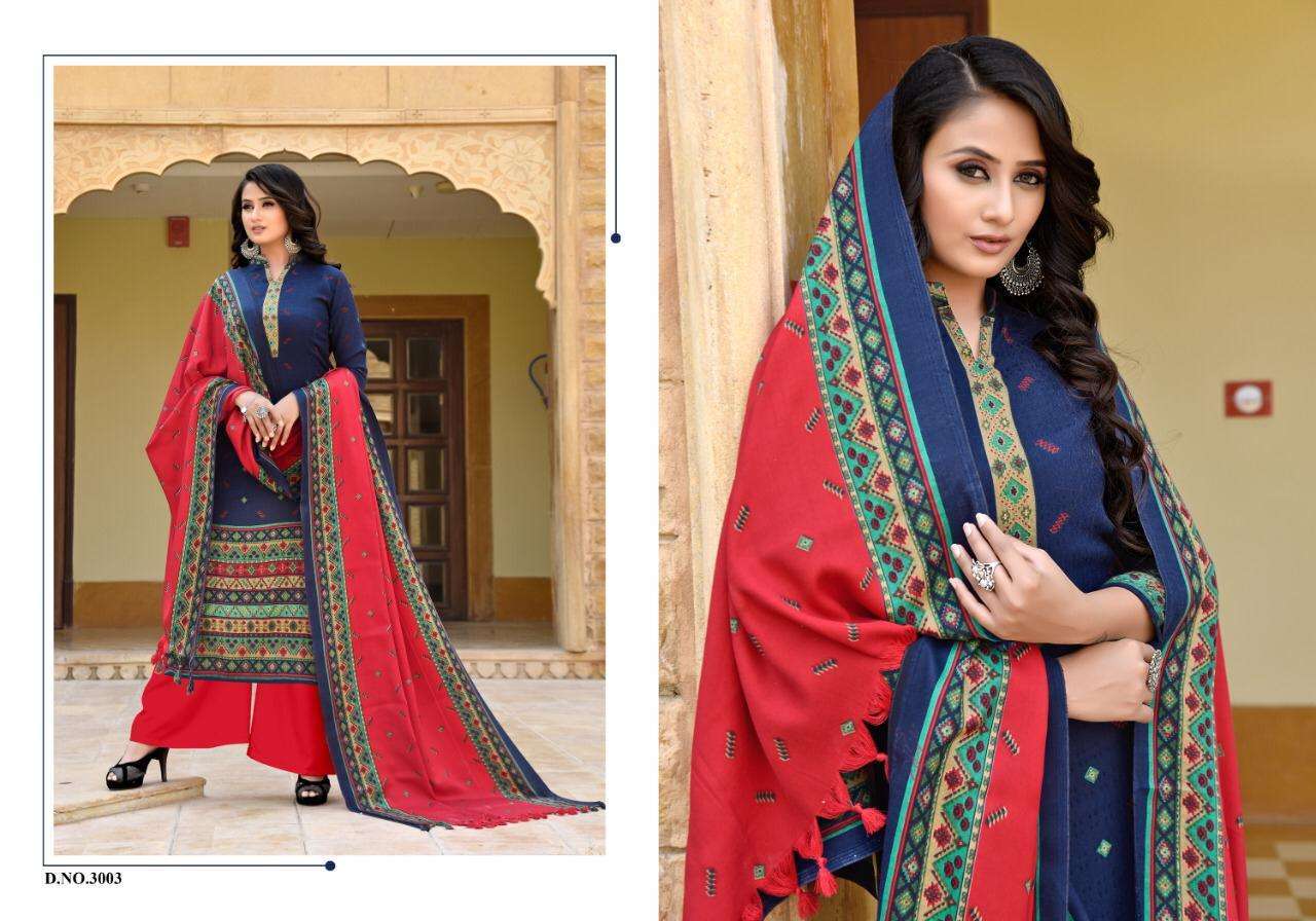 GLORY VOL-3 BY SHREE BALA CREATION 3001 TO 3010 SERIES BEAUTIFUL STYLISH SUITS FANCY COLORFUL CASUAL WEAR & ETHNIC WEAR & READY TO WEAR WOOLEN PASHMINA PRINTED DRESSES AT WHOLESALE PRICE
