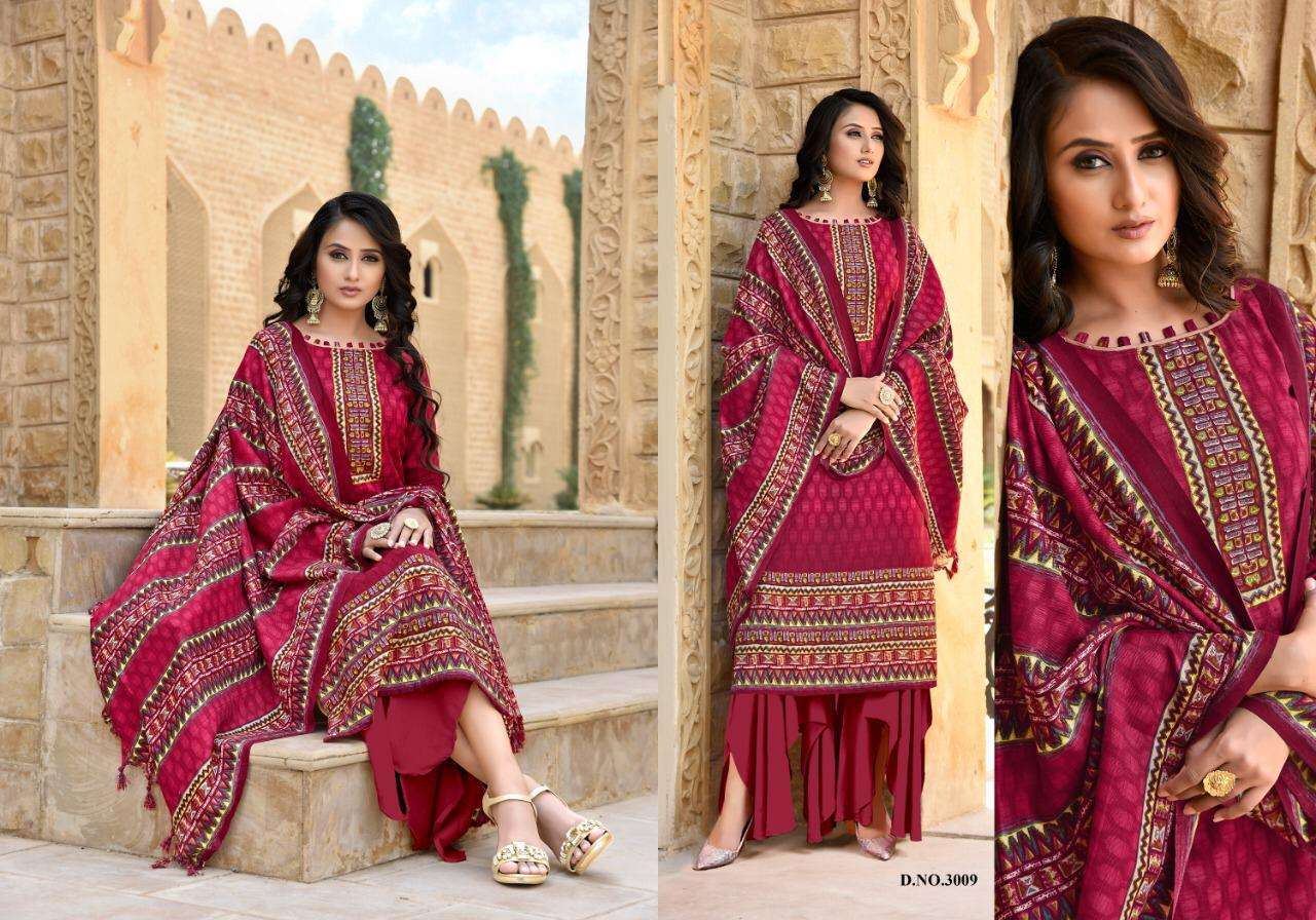 GLORY VOL-3 BY SHREE BALA CREATION 3001 TO 3010 SERIES BEAUTIFUL STYLISH SUITS FANCY COLORFUL CASUAL WEAR & ETHNIC WEAR & READY TO WEAR WOOLEN PASHMINA PRINTED DRESSES AT WHOLESALE PRICE