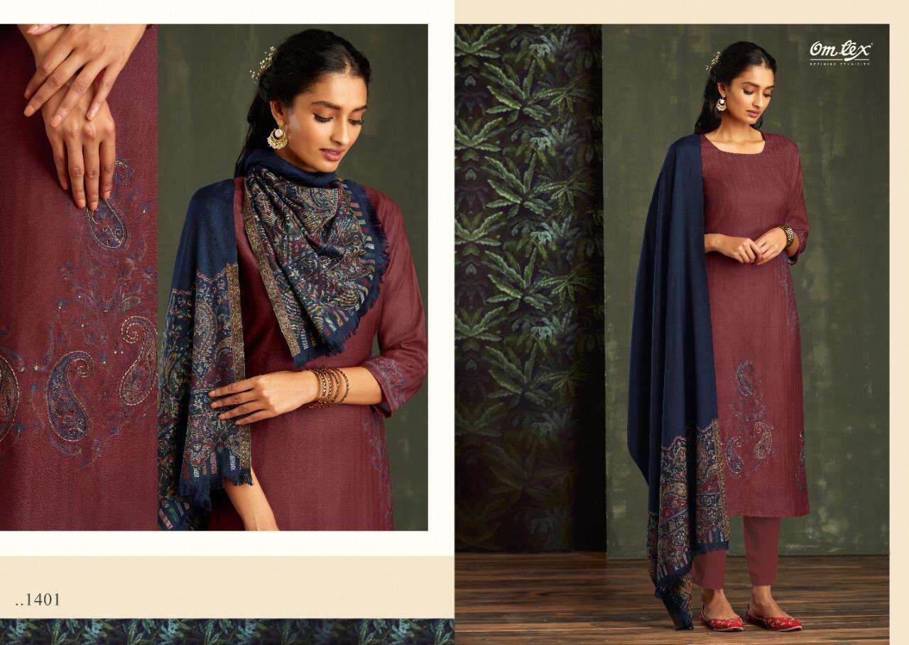 AADYA BY OM TEX 1401 TO 1408 SERIES BEAUTIFUL STYLISH SUITS FANCY COLORFUL CASUAL WEAR & ETHNIC WEAR & READY TO WEAR PASHMINA PRINTED DRESSES AT WHOLESALE PRICE