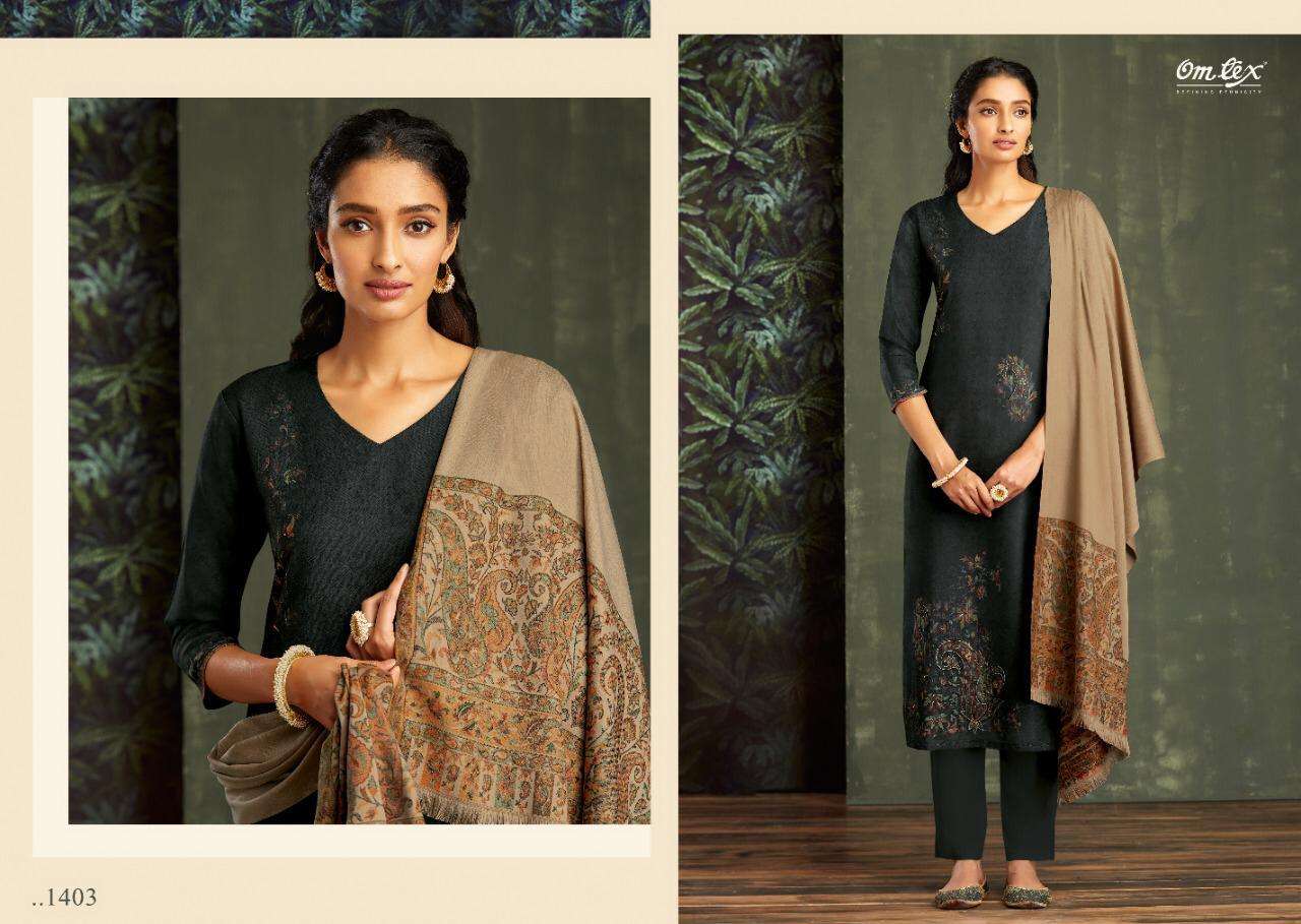 AADYA BY OM TEX 1401 TO 1408 SERIES BEAUTIFUL STYLISH SUITS FANCY COLORFUL CASUAL WEAR & ETHNIC WEAR & READY TO WEAR PASHMINA PRINTED DRESSES AT WHOLESALE PRICE
