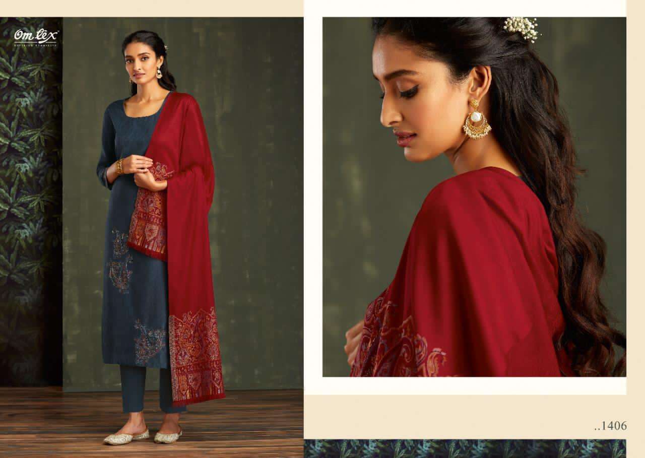 AADYA BY OM TEX 1401 TO 1408 SERIES BEAUTIFUL STYLISH SUITS FANCY COLORFUL CASUAL WEAR & ETHNIC WEAR & READY TO WEAR PASHMINA PRINTED DRESSES AT WHOLESALE PRICE
