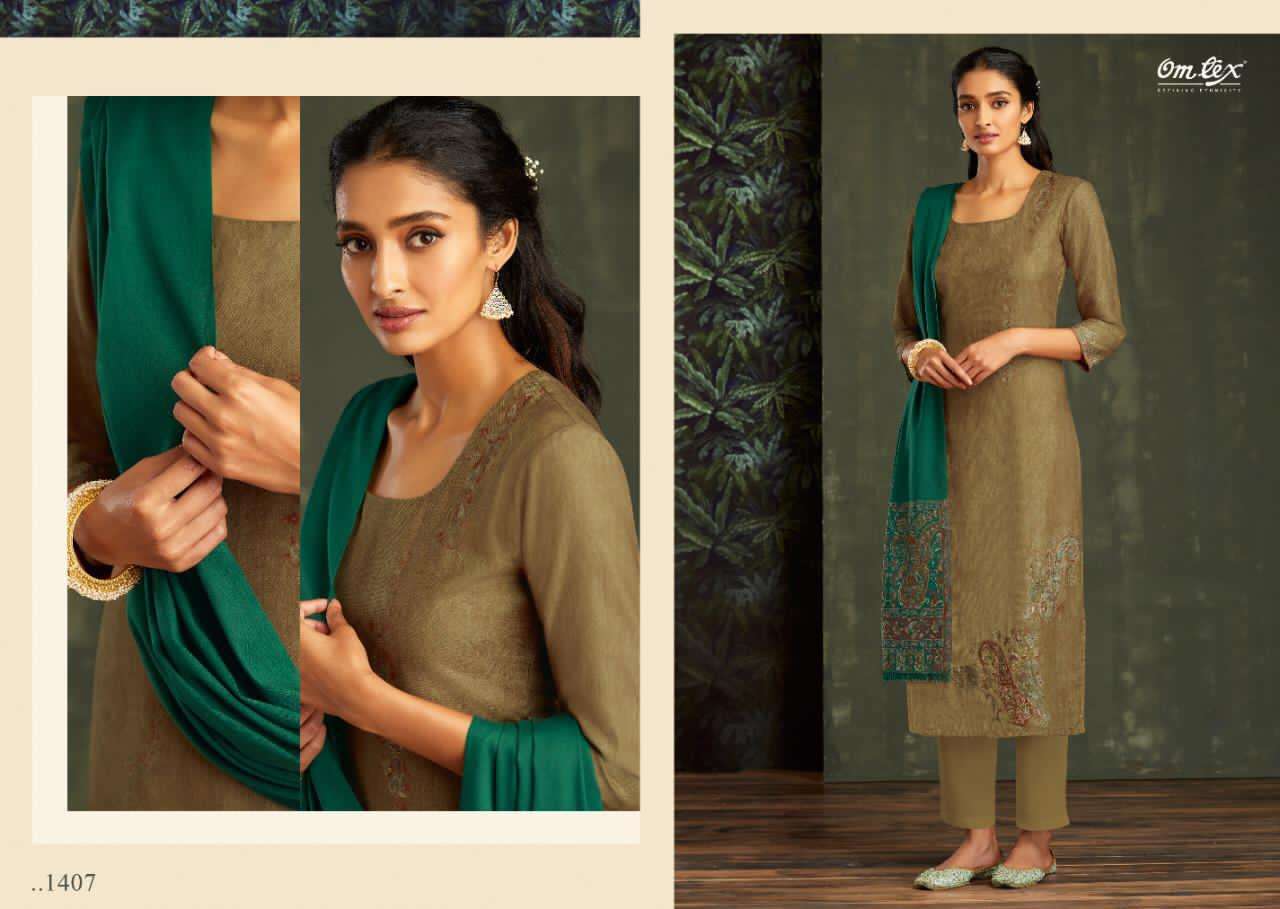 AADYA BY OM TEX 1401 TO 1408 SERIES BEAUTIFUL STYLISH SUITS FANCY COLORFUL CASUAL WEAR & ETHNIC WEAR & READY TO WEAR PASHMINA PRINTED DRESSES AT WHOLESALE PRICE