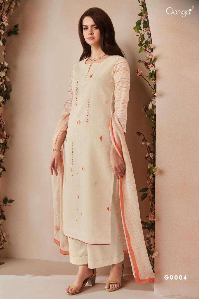 EMMA BY GANGA FASHION G-0001 TO G-0007 SERIES BEAUTIFUL STYLISH SUITS FANCY COLORFUL CASUAL WEAR & ETHNIC WEAR & READY TO WEAR PURE WOVEN SILK JACUARD PRINTED DRESSES AT WHOLESALE PRICE