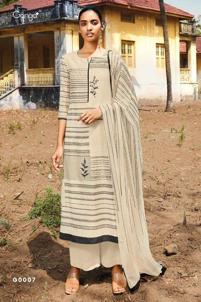 EMMA BY GANGA FASHION G-0001 TO G-0007 SERIES BEAUTIFUL STYLISH SUITS FANCY COLORFUL CASUAL WEAR & ETHNIC WEAR & READY TO WEAR PURE WOVEN SILK JACUARD PRINTED DRESSES AT WHOLESALE PRICE