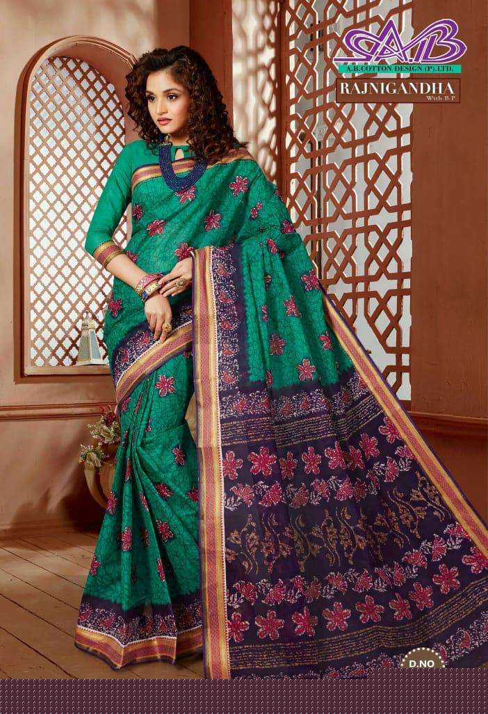 RAJNIGANDHA BY A.B FASHION 9 TO 23 SERIES INDIAN TRADITIONAL WEAR COLLECTION BEAUTIFUL STYLISH FANCY COLORFUL PARTY WEAR & OCCASIONAL WEAR COTTON SAREES AT WHOLESALE PRICE