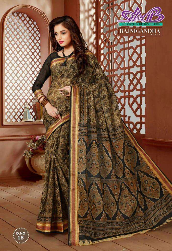 RAJNIGANDHA BY A.B FASHION 9 TO 23 SERIES INDIAN TRADITIONAL WEAR COLLECTION BEAUTIFUL STYLISH FANCY COLORFUL PARTY WEAR & OCCASIONAL WEAR COTTON SAREES AT WHOLESALE PRICE