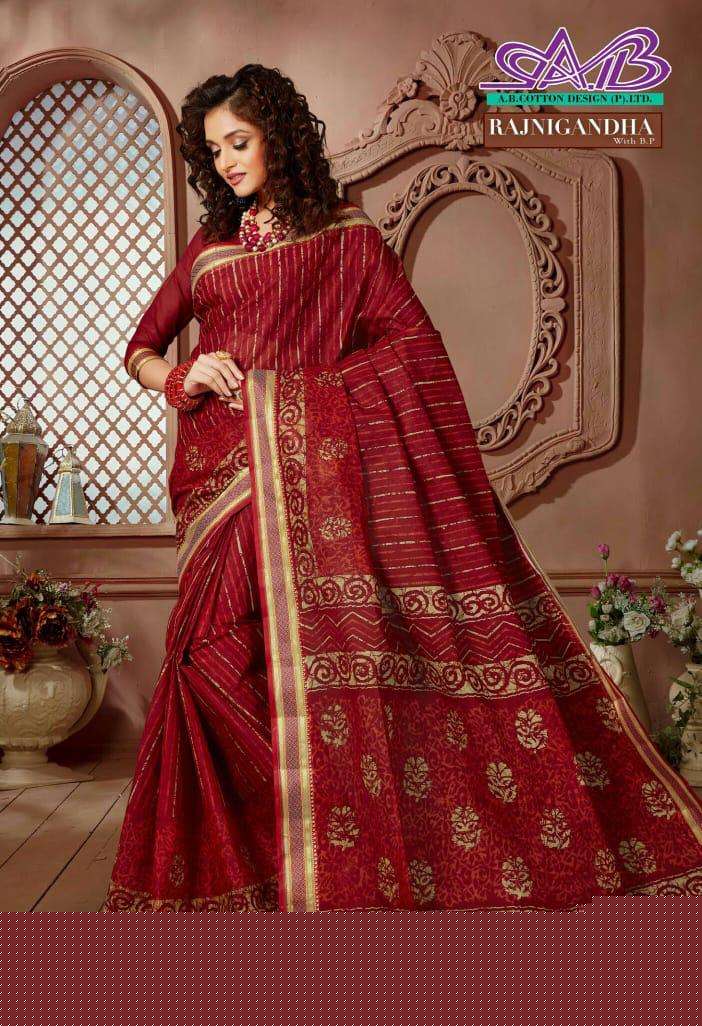 RAJNIGANDHA BY A.B FASHION 9 TO 23 SERIES INDIAN TRADITIONAL WEAR COLLECTION BEAUTIFUL STYLISH FANCY COLORFUL PARTY WEAR & OCCASIONAL WEAR COTTON SAREES AT WHOLESALE PRICE