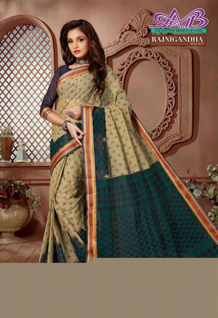 RAJNIGANDHA BY A.B FASHION 9 TO 23 SERIES INDIAN TRADITIONAL WEAR COLLECTION BEAUTIFUL STYLISH FANCY COLORFUL PARTY WEAR & OCCASIONAL WEAR COTTON SAREES AT WHOLESALE PRICE
