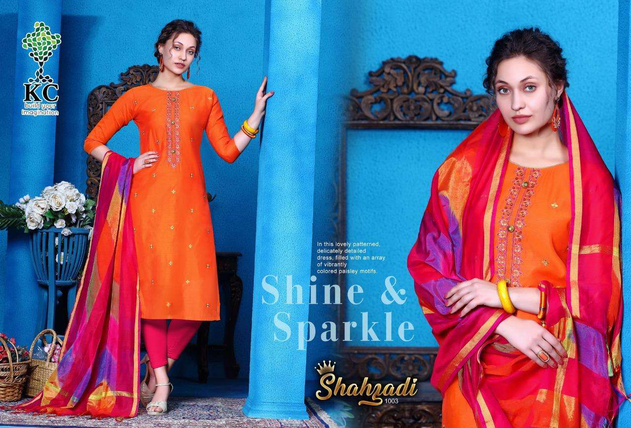 SHAHZADI BY KC 1001 TO 1008 SERIES BEAUTIFUL STYLISH COLORFUL FANCY PARTY WEAR & ETHNIC WEAR & READY TO WEAR HEAVY MODAL FABRIC PRINT KURTIS AT WHOLESALE PRICE