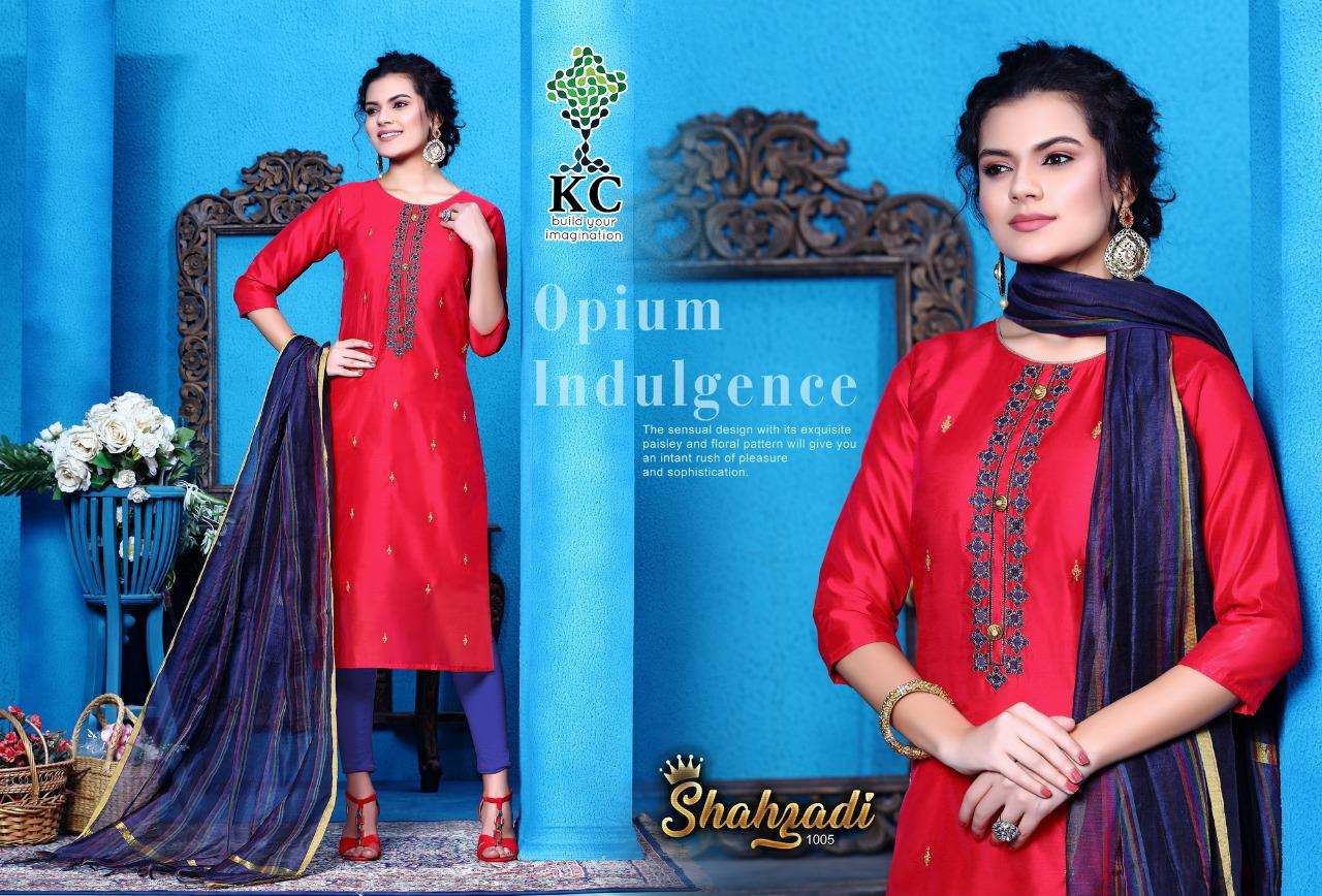 SHAHZADI BY KC 1001 TO 1008 SERIES BEAUTIFUL STYLISH COLORFUL FANCY PARTY WEAR & ETHNIC WEAR & READY TO WEAR HEAVY MODAL FABRIC PRINT KURTIS AT WHOLESALE PRICE