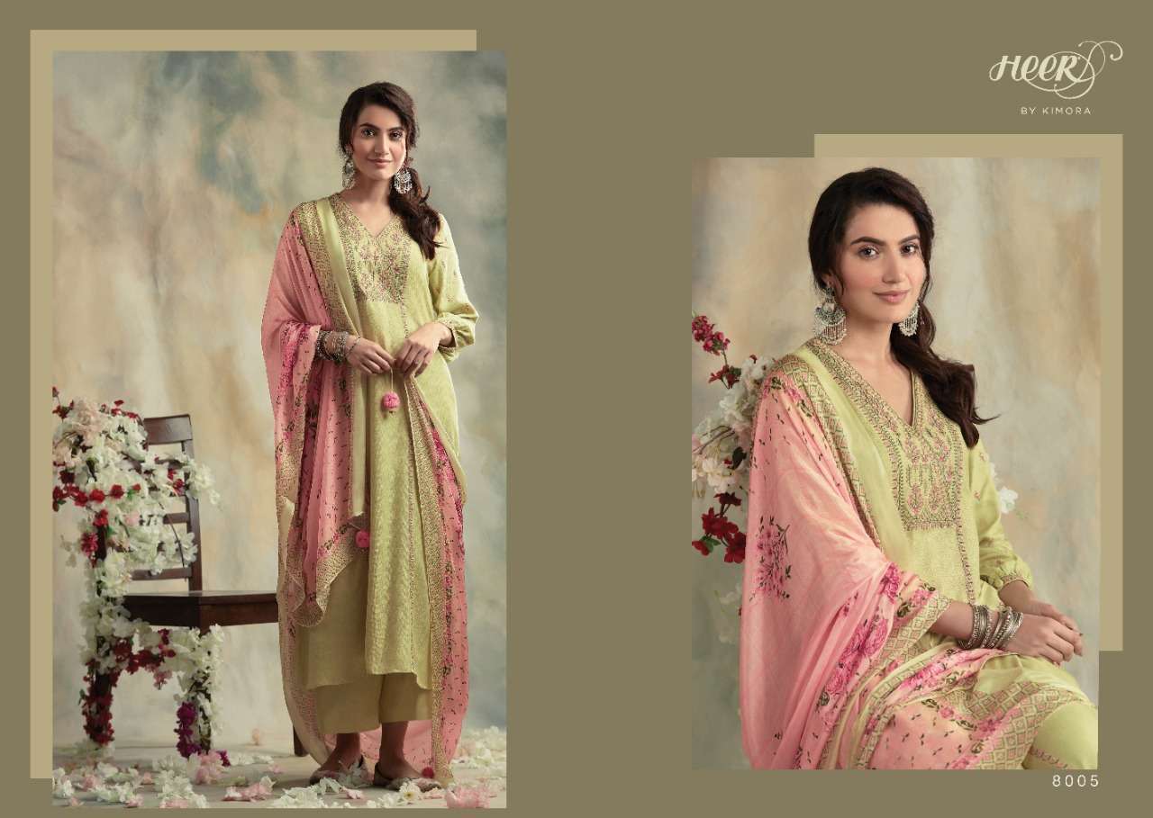 BAHAAR BY HEER 8001 TO 8007 SERIES BEAUTIFUL SUITS STYLISH FANCY COLORFUL PARTY WEAR & OCCASIONAL WEAR SPUN WOOL DYED FABRICS WITH EMBROIDERY DRESSES AT WHOLESALE PRICE