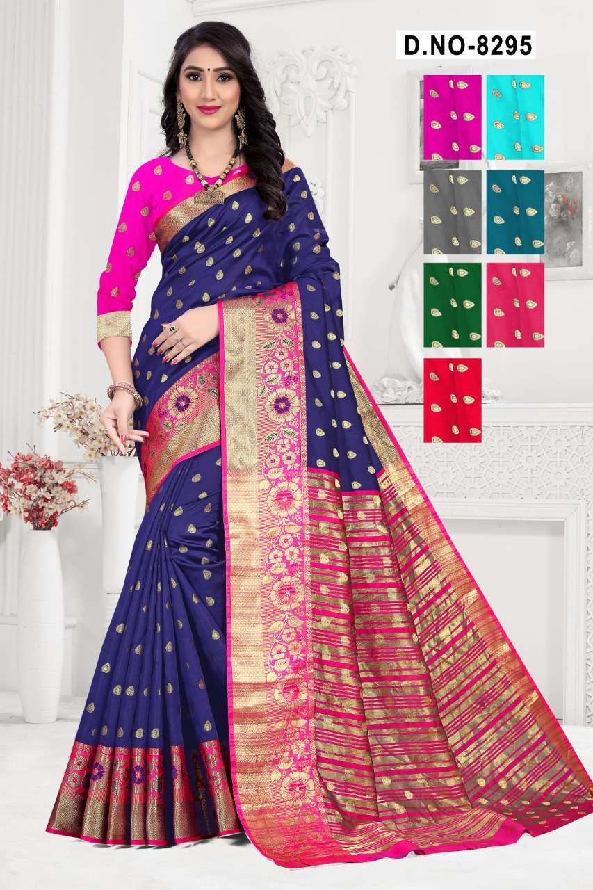 SOUMITRA BY HAYTEE 8293 TO 8295 SERIES INDIAN TRADITIONAL WEAR COLLECTION BEAUTIFUL STYLISH FANCY COLORFUL PARTY WEAR & OCCASIONAL WEAR HANLDOOM POLY COTTON SAREES AT WHOLESALE PRICE