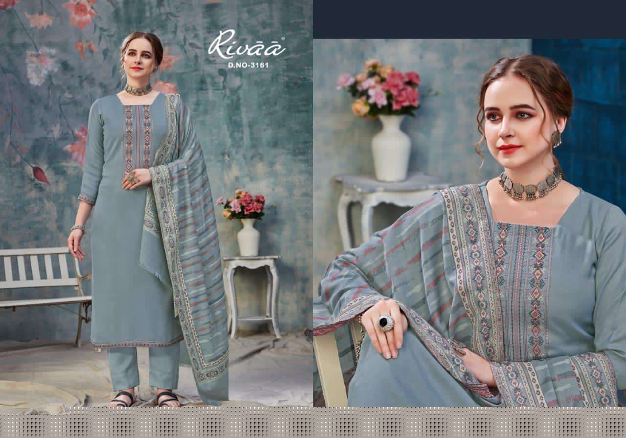 ASMAA BY RIVAA 3158 TO 3164 SERIES BEAUTIFUL STYLISH PAKISATNI SUITS FANCY COLORFUL CASUAL WEAR & ETHNIC WEAR & READY TO WEAR HEAVY PASHMINA EMBROIDERED DRESSES AT WHOLESALE PRICE