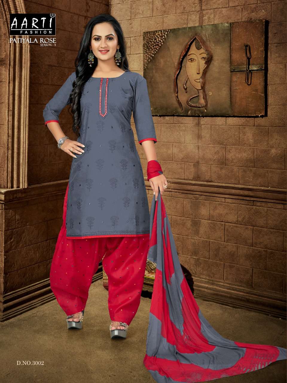 PATIYALA ROSE SEASON VOL-3 BY AARTI FASHION 3001 TO 3006 SERIES SUITS BEAUTIFUL FANCY COLORFUL STYLISH PARTY WEAR & OCCASIONAL WEAR COTTON PRINTED DRESSES AT WHOLESALE PRICE