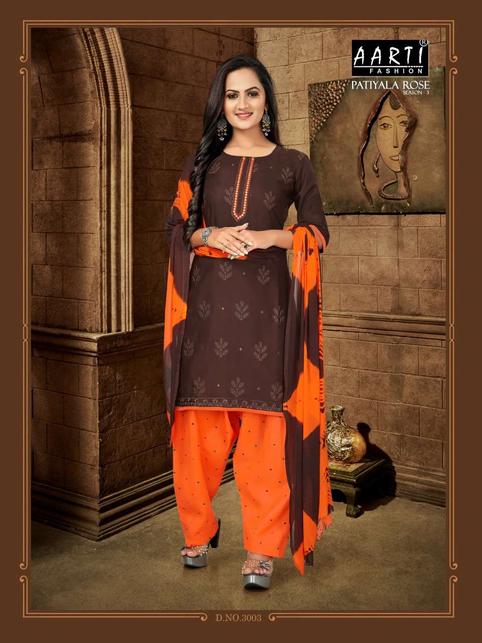 PATIYALA ROSE SEASON VOL-3 BY AARTI FASHION 3001 TO 3006 SERIES SUITS BEAUTIFUL FANCY COLORFUL STYLISH PARTY WEAR & OCCASIONAL WEAR COTTON PRINTED DRESSES AT WHOLESALE PRICE