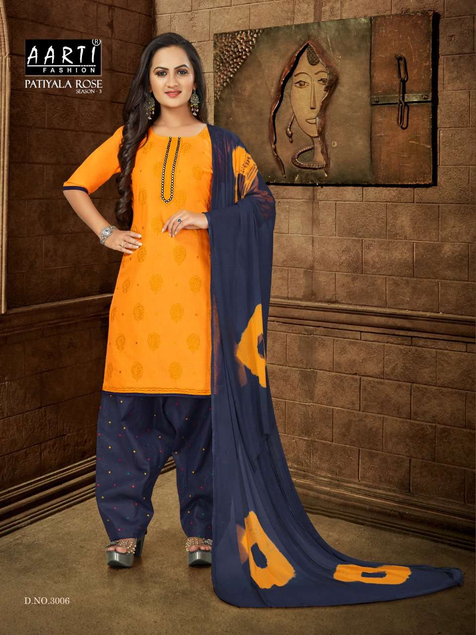 PATIYALA ROSE SEASON VOL-3 BY AARTI FASHION 3001 TO 3006 SERIES SUITS BEAUTIFUL FANCY COLORFUL STYLISH PARTY WEAR & OCCASIONAL WEAR COTTON PRINTED DRESSES AT WHOLESALE PRICE