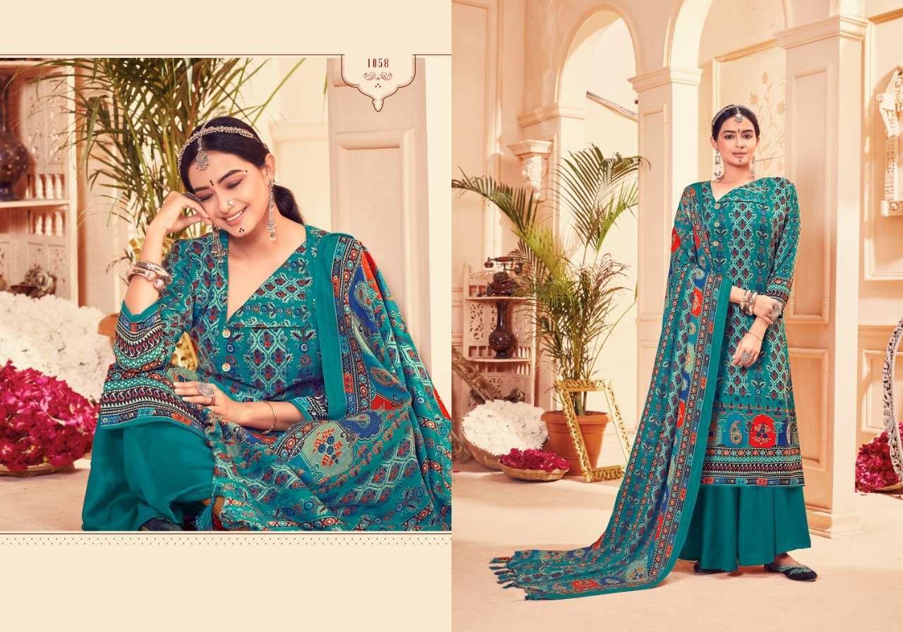 ITRANA VOL-3 BY VATRA VATIKA 1055 TO 1064 SERIES BEAUTIFUL STYLISH PAKISATNI SUITS FANCY COLORFUL CASUAL WEAR & ETHNIC WEAR & READY TO WEAR PURE PASHMINA PASHMINA DRESSES AT WHOLESALE PRICE