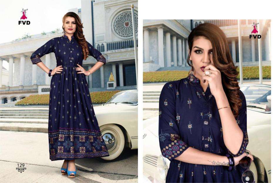 RANG VOL-2 BY FVD 125 TO 132 SERIES DESIGNER COLLECTION BEAUTIFUL STYLISH FANCY COLORFUL PARTY WEAR & OCCASIONAL WEAR RAYON PRINT GOWNS AT WHOLESALE PRICE