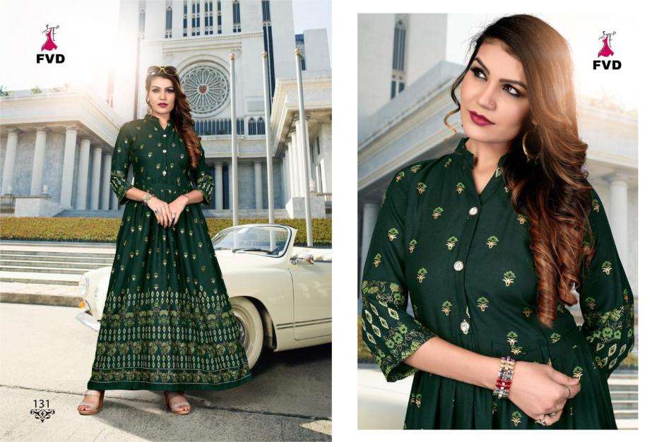 RANG VOL-2 BY FVD 125 TO 132 SERIES DESIGNER COLLECTION BEAUTIFUL STYLISH FANCY COLORFUL PARTY WEAR & OCCASIONAL WEAR RAYON PRINT GOWNS AT WHOLESALE PRICE