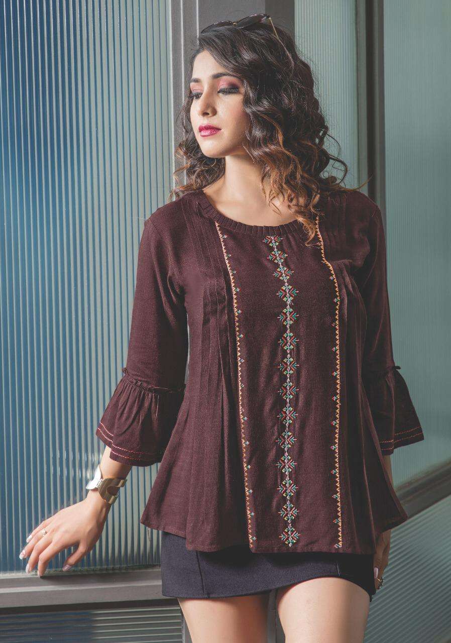 TOPSY VOL-12 BY YAMI FASHION 4541 TO 4549 SERIES BEAUTIFUL STYLISH FANCY COLORFUL CASUAL WEAR & ETHNIC WEAR HEAVY RAYON EMBROIDERED TOPS AT WHOLESALE PRICE