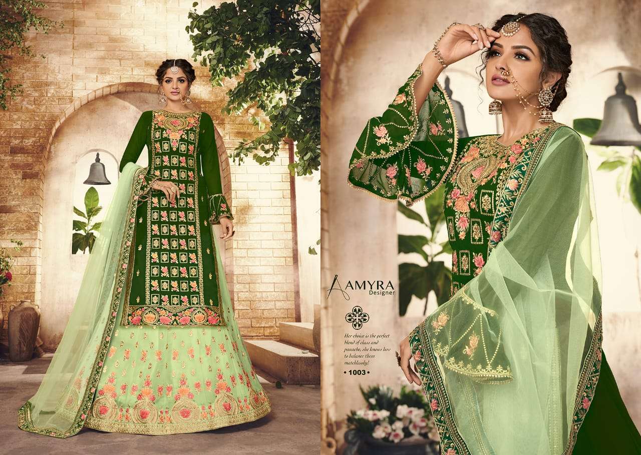BANDHAN BY AMYRA DESIGNER 1001 TO 1005 SERIES DESIGNER SUITS COLLECTION BEAUTIFUL STYLISH COLORFUL FANCY PARTY WEAR & OCCASIONAL WEAR REAL GEORGETTE EMBROIDERY DRESSES AT WHOLESALE PRICE