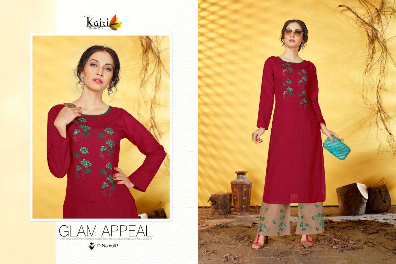 Noor Vol-6 By Kajri Style 6001 To 6008 Series Stylish Fancy Beautiful Colorful Casual Wear & Ethnic Wear Rayon Slub Kurtis With Bottom At Wholesale Price