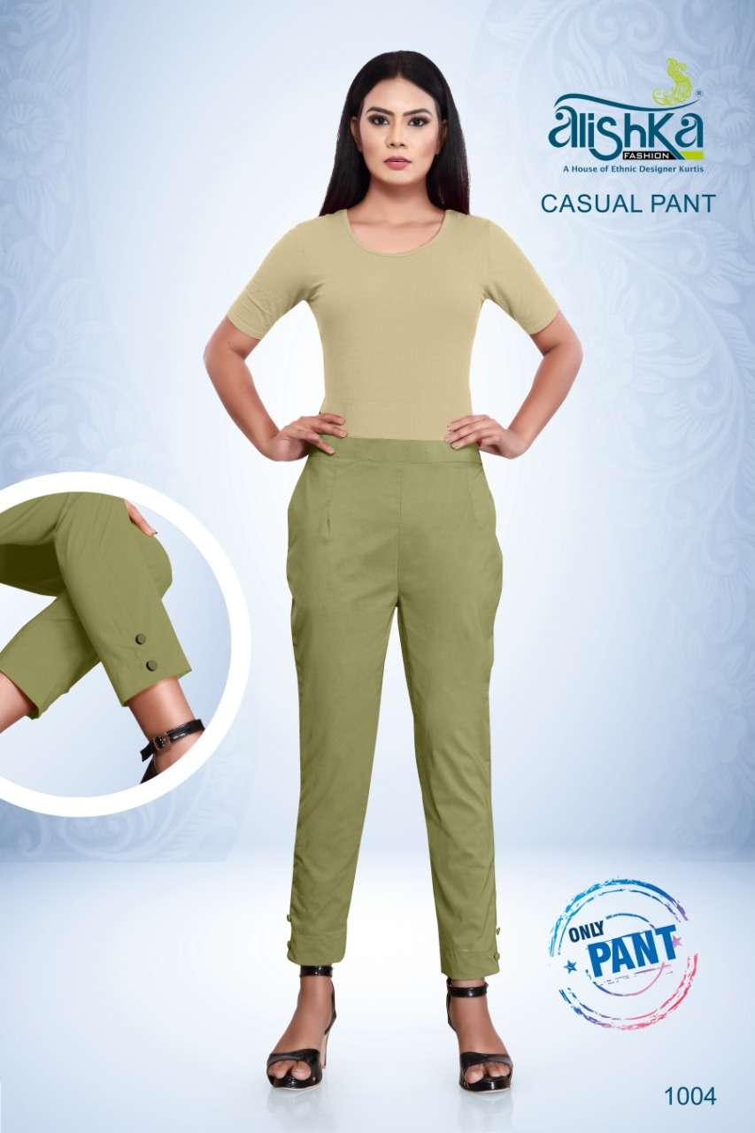 CASUAL PANT BY ALISHKA FASHION 1001 TO 1007 SERIES BEAUTIFUL STYLISH FANCY COLORFUL PARTY WEAR & ETHNIC WEAR SPANDEX PANTS AT WHOLESALE PRICE