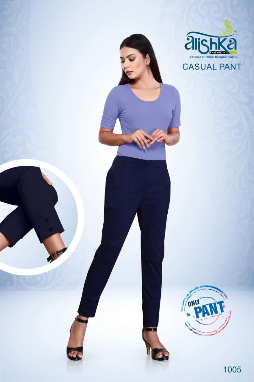 CASUAL PANT BY ALISHKA FASHION 1001 TO 1007 SERIES BEAUTIFUL STYLISH FANCY COLORFUL PARTY WEAR & ETHNIC WEAR SPANDEX PANTS AT WHOLESALE PRICE