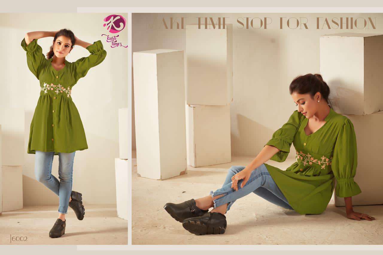 ORCHID BY KURTI TIMES 6001 TO 6005 SERIES BEAUTIFUL STYLISH FANCY COLORFUL CASUAL WEAR & ETHNIC WEAR & READY TO WEAR VISCOSE EMBROIDERED KURTIS AT WHOLESALE PRICE