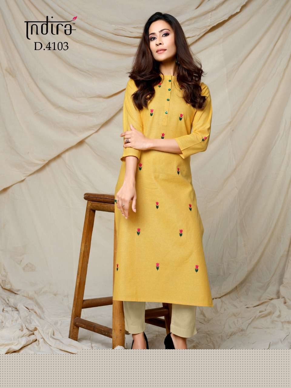 FINESSE BY INDIRA 4101 TO 4106 SERIES BEAUTIFUL STYLISH FANCY COLORFUL CASUAL WEAR & ETHNIC WEAR & READY TO WEAR WOOVEN COTTON EMBROIDERED KURTIS AT WHOLESALE PRICE