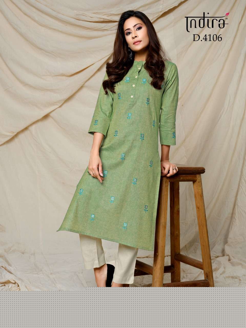 FINESSE BY INDIRA 4101 TO 4106 SERIES BEAUTIFUL STYLISH FANCY COLORFUL CASUAL WEAR & ETHNIC WEAR & READY TO WEAR WOOVEN COTTON EMBROIDERED KURTIS AT WHOLESALE PRICE