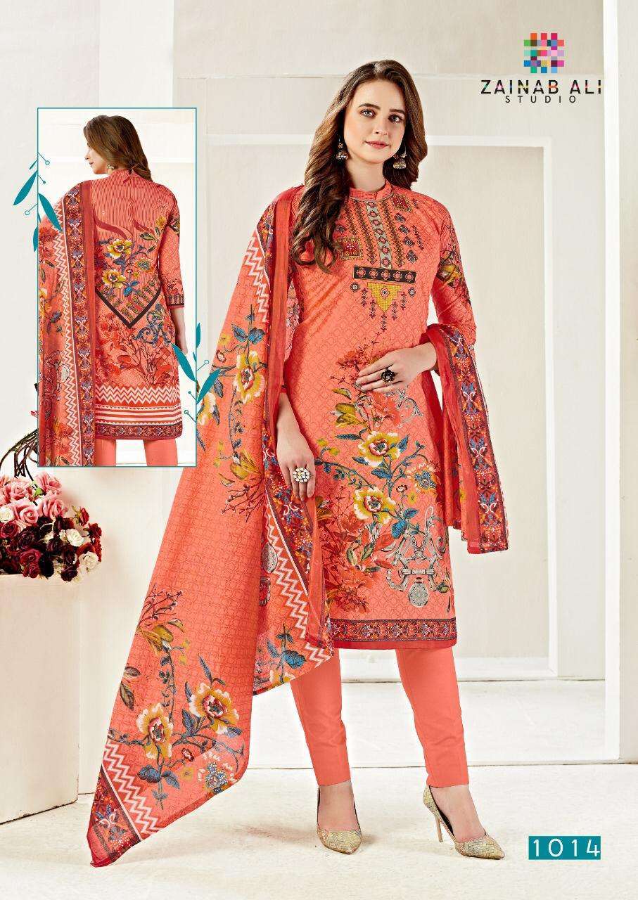 PREMIUM LAWN COLLECTION VOL-1 BY ZAINAB ALI 1011 TO 1020 SERIES BEAUTIFUL STYLISH FANCY COLORFUL CASUAL WEAR & ETHNIC WEAR HEAVY COTTON LAWN PRINT DRESSES AT WHOLESALE PRICE