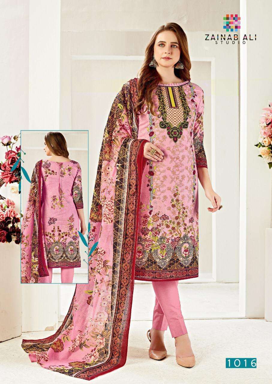 PREMIUM LAWN COLLECTION VOL-1 BY ZAINAB ALI 1011 TO 1020 SERIES BEAUTIFUL STYLISH FANCY COLORFUL CASUAL WEAR & ETHNIC WEAR HEAVY COTTON LAWN PRINT DRESSES AT WHOLESALE PRICE