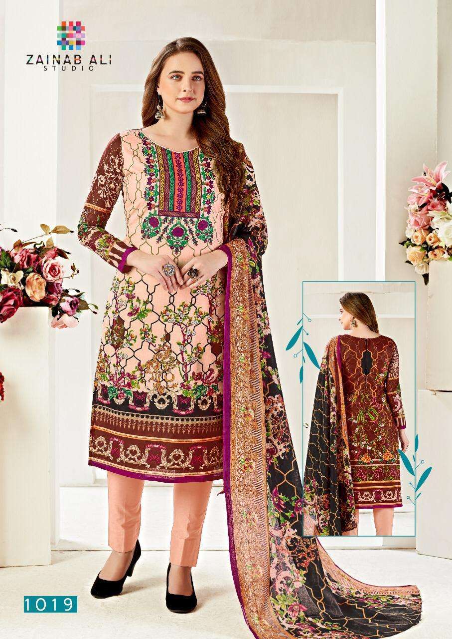 PREMIUM LAWN COLLECTION VOL-1 BY ZAINAB ALI 1011 TO 1020 SERIES BEAUTIFUL STYLISH FANCY COLORFUL CASUAL WEAR & ETHNIC WEAR HEAVY COTTON LAWN PRINT DRESSES AT WHOLESALE PRICE