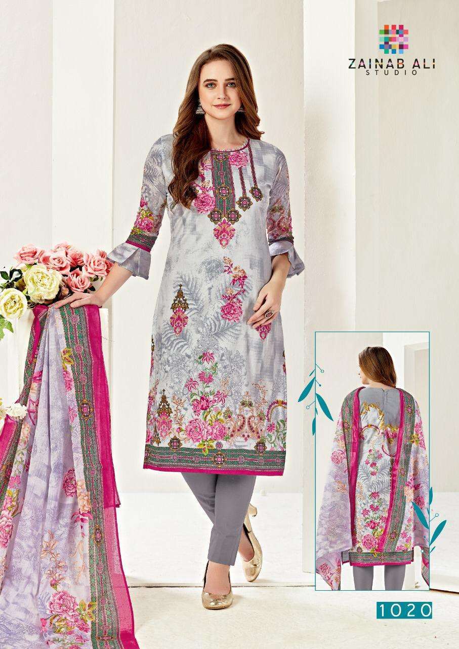 PREMIUM LAWN COLLECTION VOL-1 BY ZAINAB ALI 1011 TO 1020 SERIES BEAUTIFUL STYLISH FANCY COLORFUL CASUAL WEAR & ETHNIC WEAR HEAVY COTTON LAWN PRINT DRESSES AT WHOLESALE PRICE