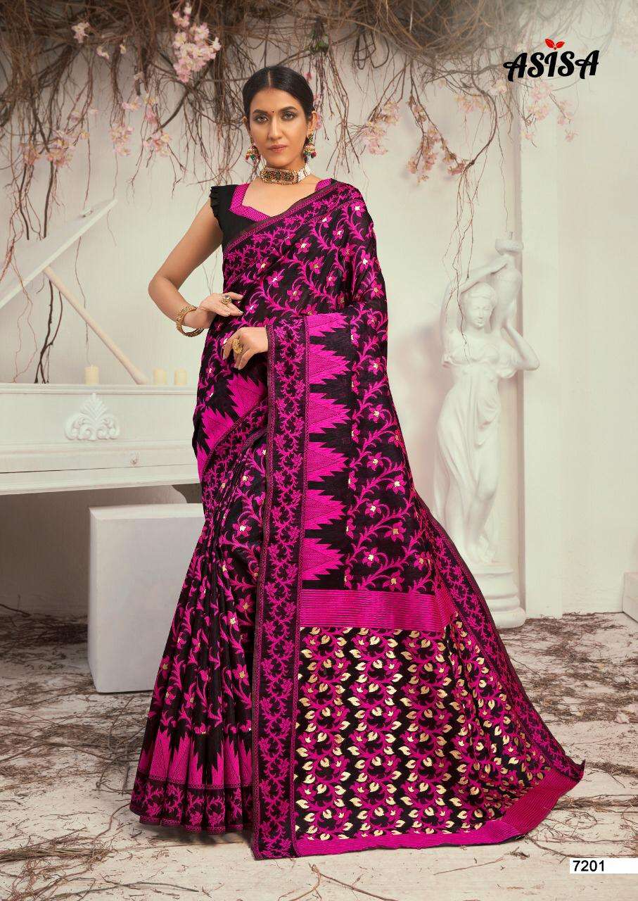 FALGUNI VOL-2 BY ASISA 7201 TO 7205 SERIES INDIAN TRADITIONAL WEAR COLLECTION BEAUTIFUL STYLISH FANCY COLORFUL PARTY WEAR & OCCASIONAL WEAR LICHI KOTA SAREES AT WHOLESALE PRICE