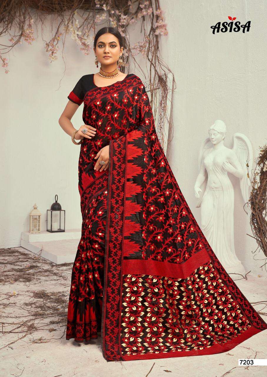 FALGUNI VOL-2 BY ASISA 7201 TO 7205 SERIES INDIAN TRADITIONAL WEAR COLLECTION BEAUTIFUL STYLISH FANCY COLORFUL PARTY WEAR & OCCASIONAL WEAR LICHI KOTA SAREES AT WHOLESALE PRICE