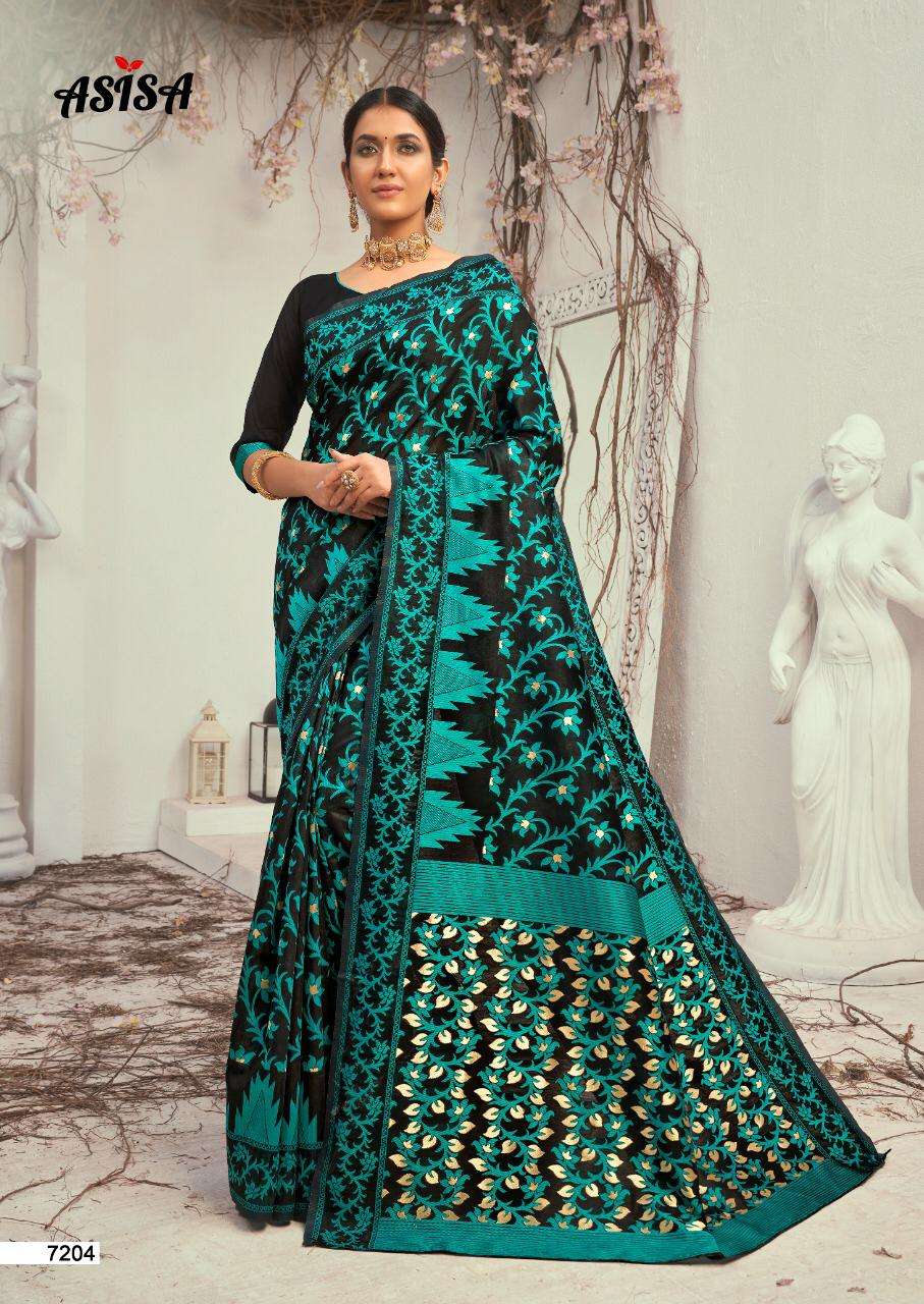 FALGUNI VOL-2 BY ASISA 7201 TO 7205 SERIES INDIAN TRADITIONAL WEAR COLLECTION BEAUTIFUL STYLISH FANCY COLORFUL PARTY WEAR & OCCASIONAL WEAR LICHI KOTA SAREES AT WHOLESALE PRICE