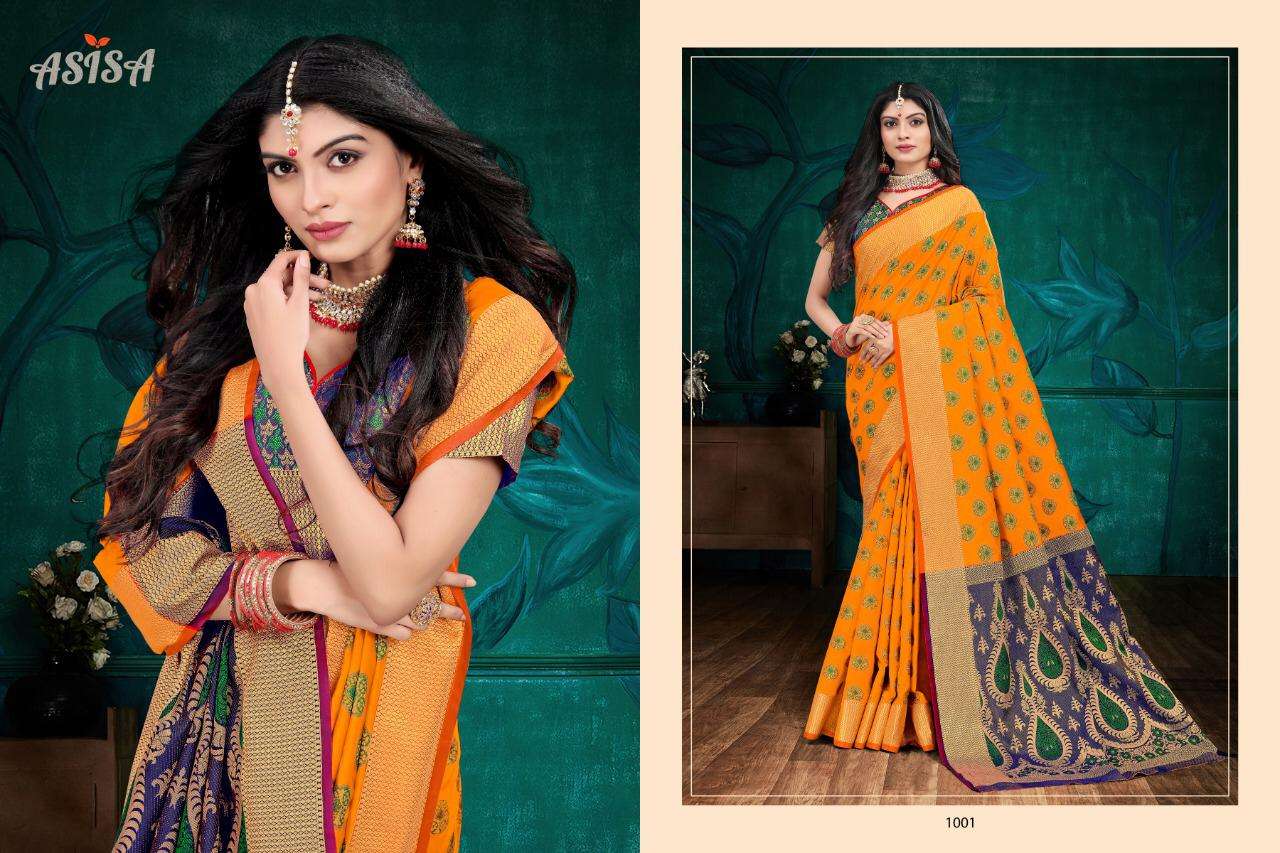 CAMPA SILK BY ASISA 1001 TO 1004 SERIES INDIAN TRADITIONAL WEAR COLLECTION BEAUTIFUL STYLISH FANCY COLORFUL PARTY WEAR & OCCASIONAL WEAR SILK SAREES AT WHOLESALE PRICE