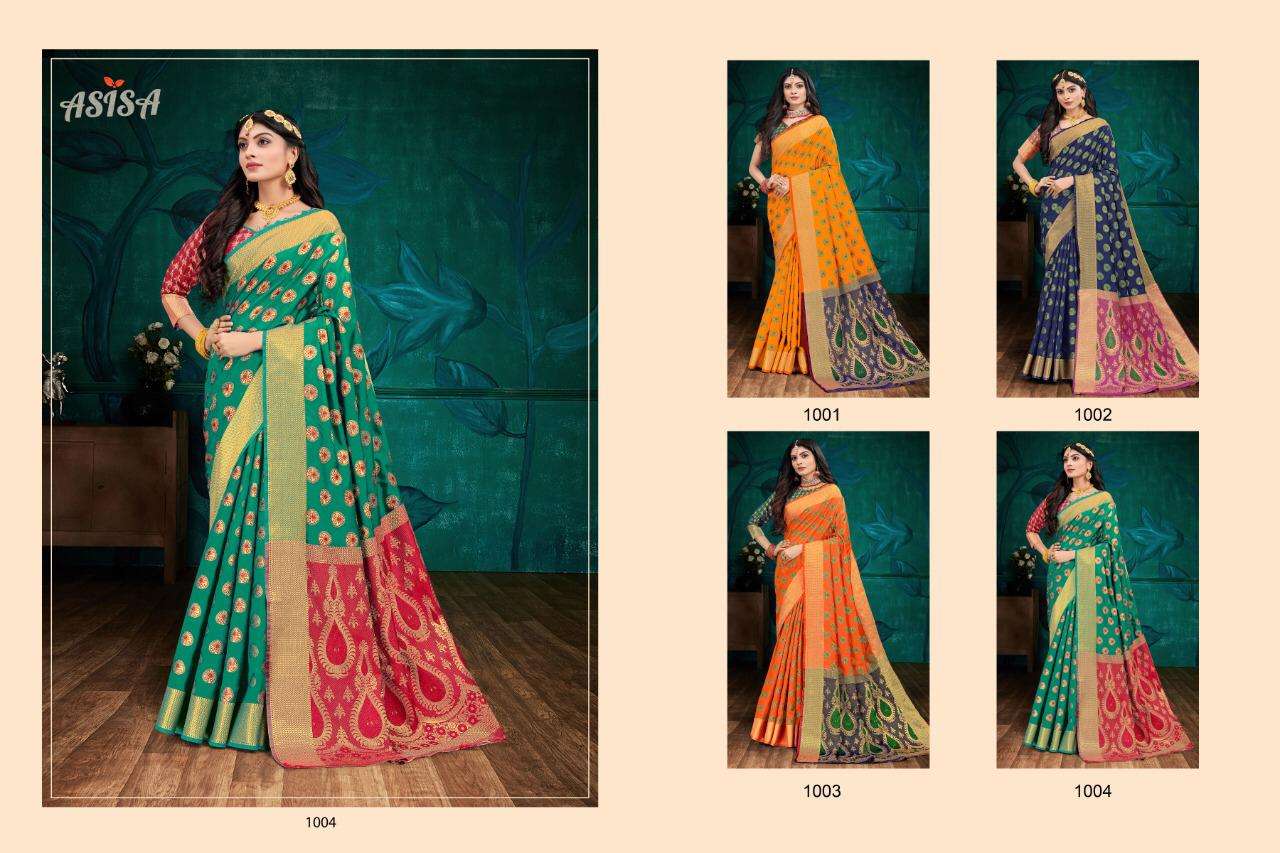 CAMPA SILK BY ASISA 1001 TO 1004 SERIES INDIAN TRADITIONAL WEAR COLLECTION BEAUTIFUL STYLISH FANCY COLORFUL PARTY WEAR & OCCASIONAL WEAR SILK SAREES AT WHOLESALE PRICE