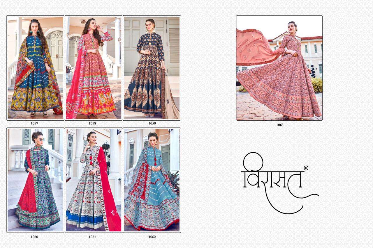 MAYURI BY VIRASAT 1057 TO 1063 SERIES STYLISH FANCY BEAUTIFUL COLORFUL CASUAL WEAR & ETHNIC WEAR KILLER SILK DIGITAL PRINT DRESSES AT WHOLESALE PRICE