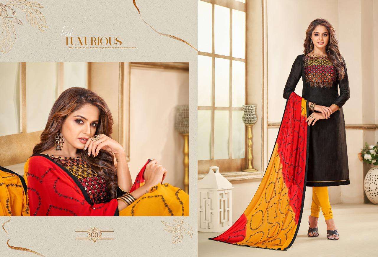 ICE CREAM VOL-3 BY SHAGUN LIFESTYLE 3001 TO 3012 DESIGNER SUITS BEAUTIFUL STYLISH FANCY COLORFUL PARTY WEAR & ETHNIC WEAR ZARNA SILK DRESSES AT WHOLESALE PRICE