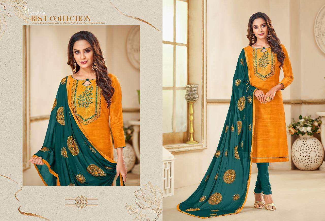 ICE CREAM VOL-3 BY SHAGUN LIFESTYLE 3001 TO 3012 DESIGNER SUITS BEAUTIFUL STYLISH FANCY COLORFUL PARTY WEAR & ETHNIC WEAR ZARNA SILK DRESSES AT WHOLESALE PRICE