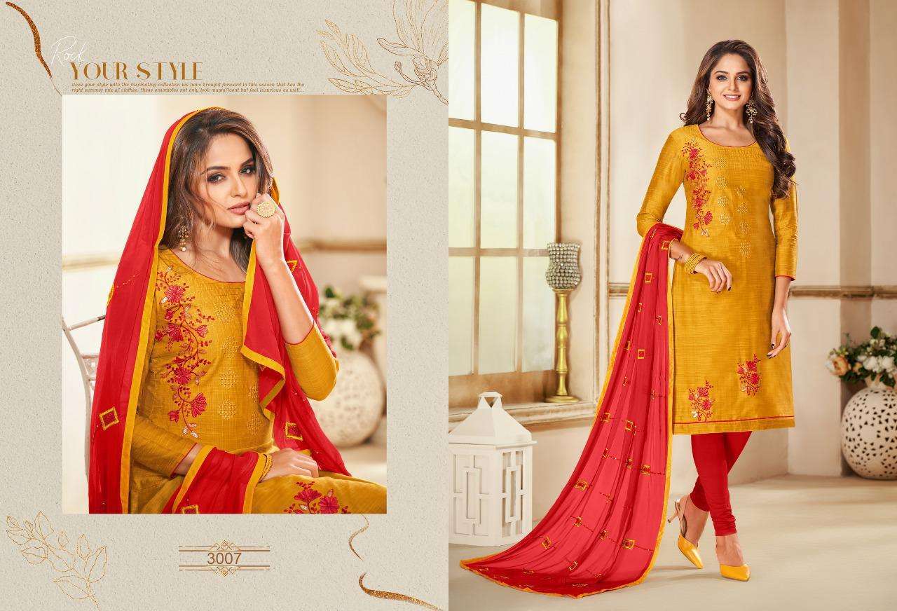 ICE CREAM VOL-3 BY SHAGUN LIFESTYLE 3001 TO 3012 DESIGNER SUITS BEAUTIFUL STYLISH FANCY COLORFUL PARTY WEAR & ETHNIC WEAR ZARNA SILK DRESSES AT WHOLESALE PRICE