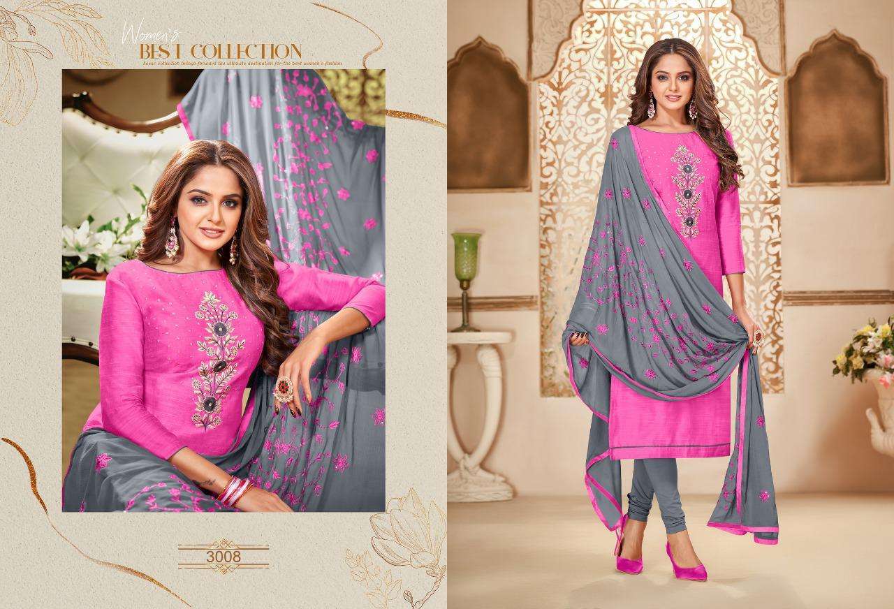 ICE CREAM VOL-3 BY SHAGUN LIFESTYLE 3001 TO 3012 DESIGNER SUITS BEAUTIFUL STYLISH FANCY COLORFUL PARTY WEAR & ETHNIC WEAR ZARNA SILK DRESSES AT WHOLESALE PRICE